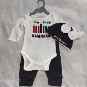 Kyle & Deena 3Pc Outfit Baby 0-3M‎ My First Kwanzaa